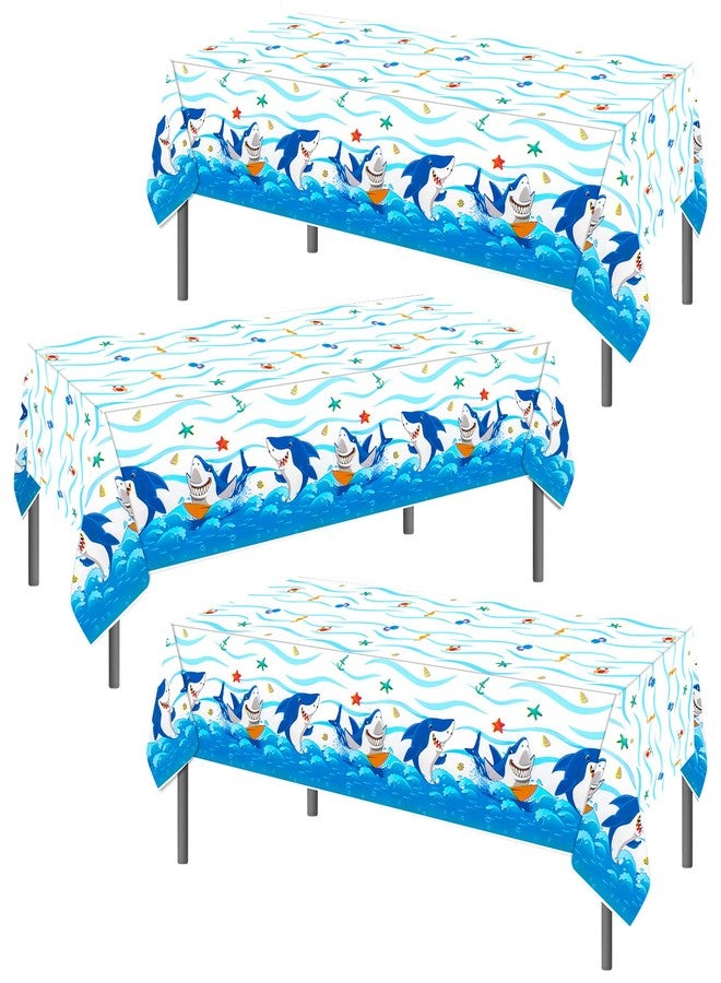 PHOGARY Shark Tablecloth, 3 Pack Disposable Plastic Rectangular Table Covers, Blue Ocean Theme Party Supplies for Boys Kids Birthday, Baby Shower, Wedding Anniversary - Image 4